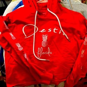 Red hoodie crop top Sz Small